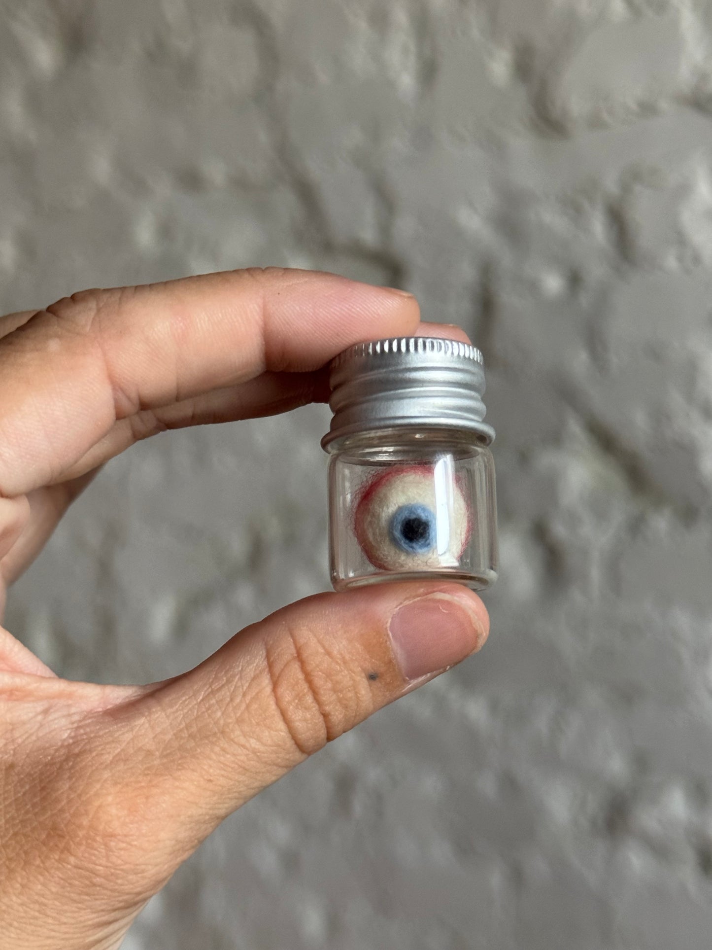 Mini felted eyeball in jar 2