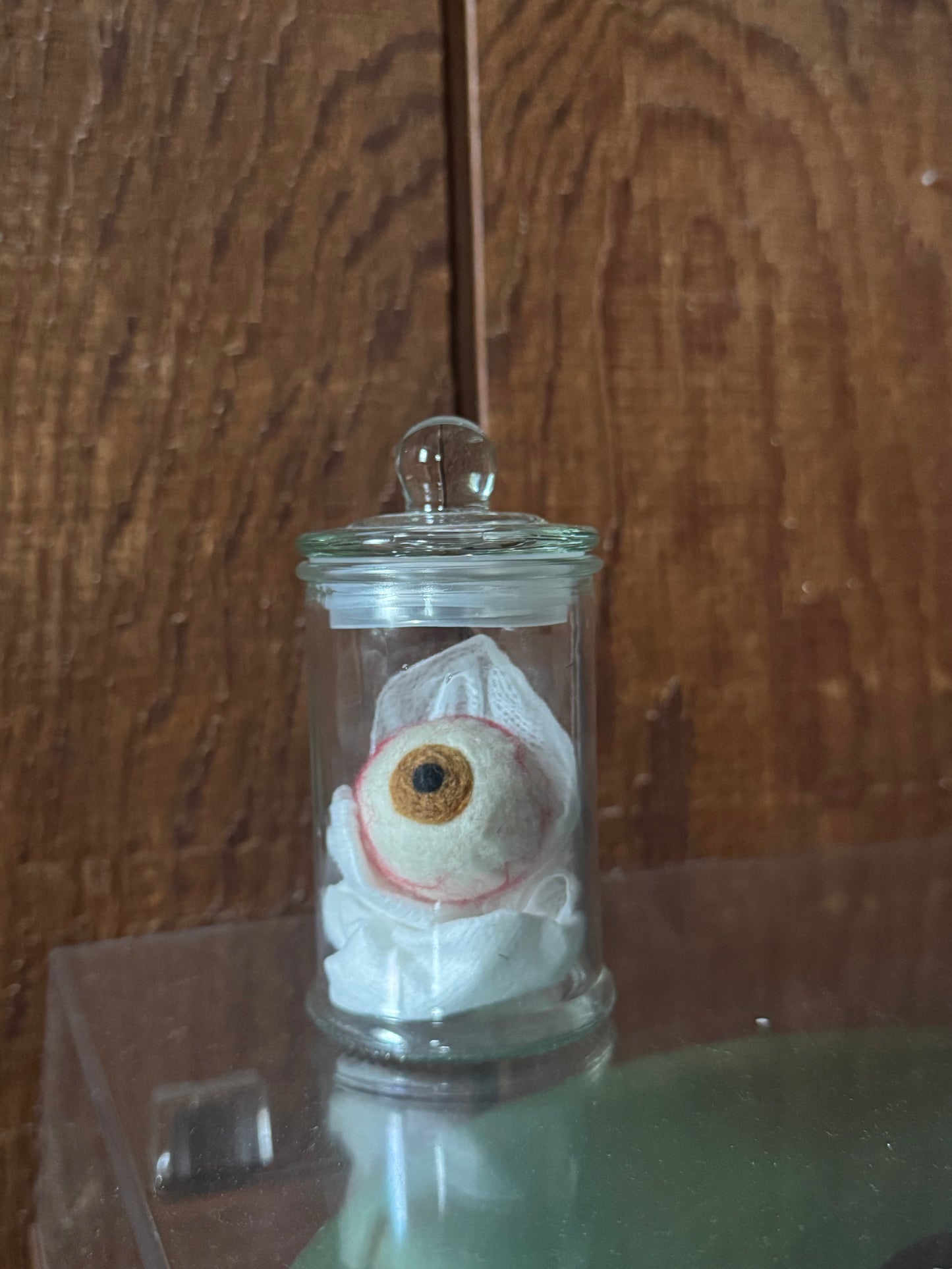 Needle felted eyeball in jar