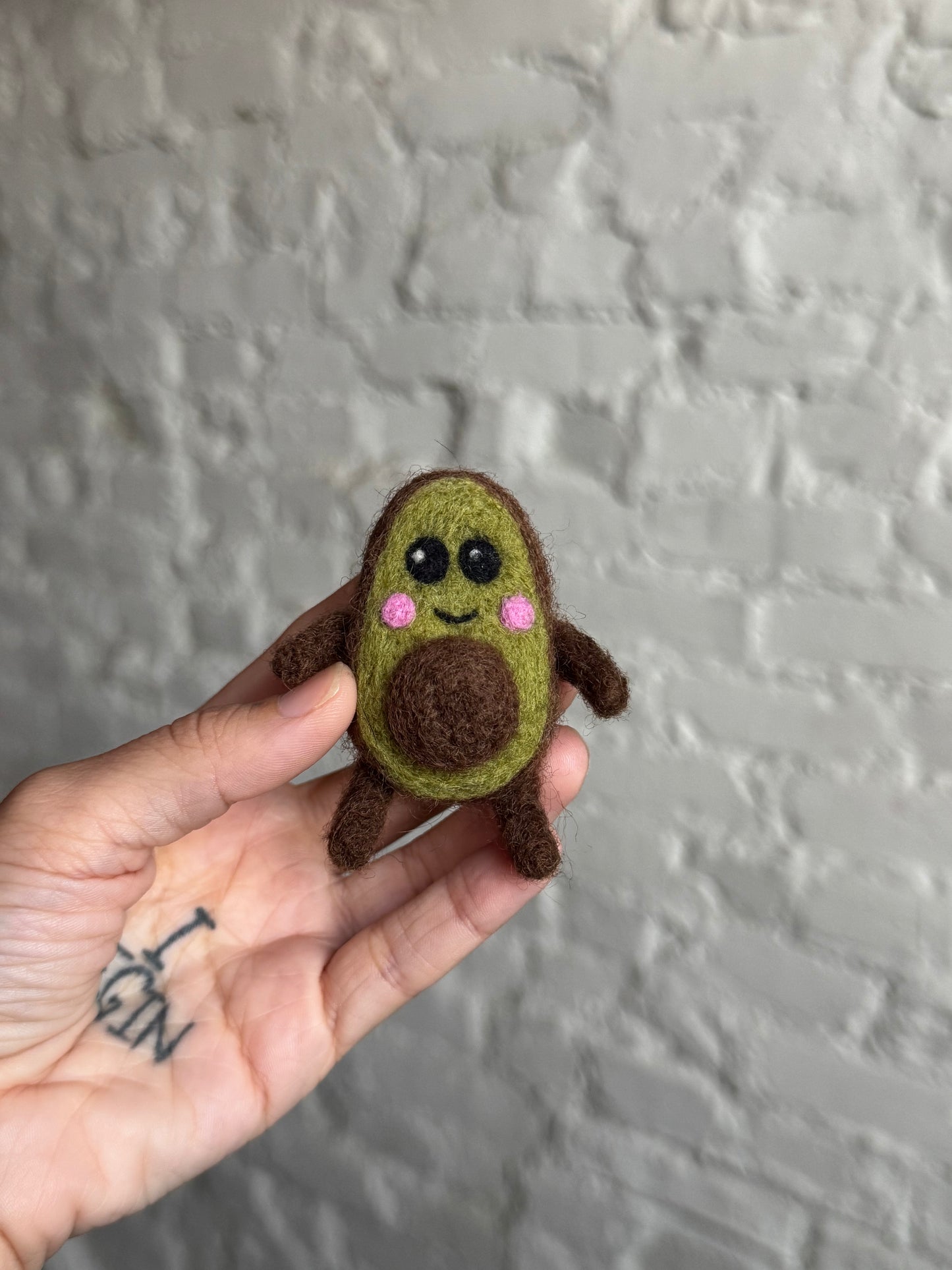 Lil avocado needle felted doll