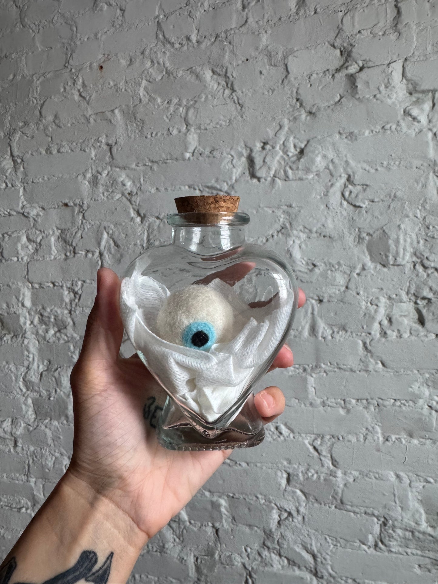 Needle felted eyeball in jar