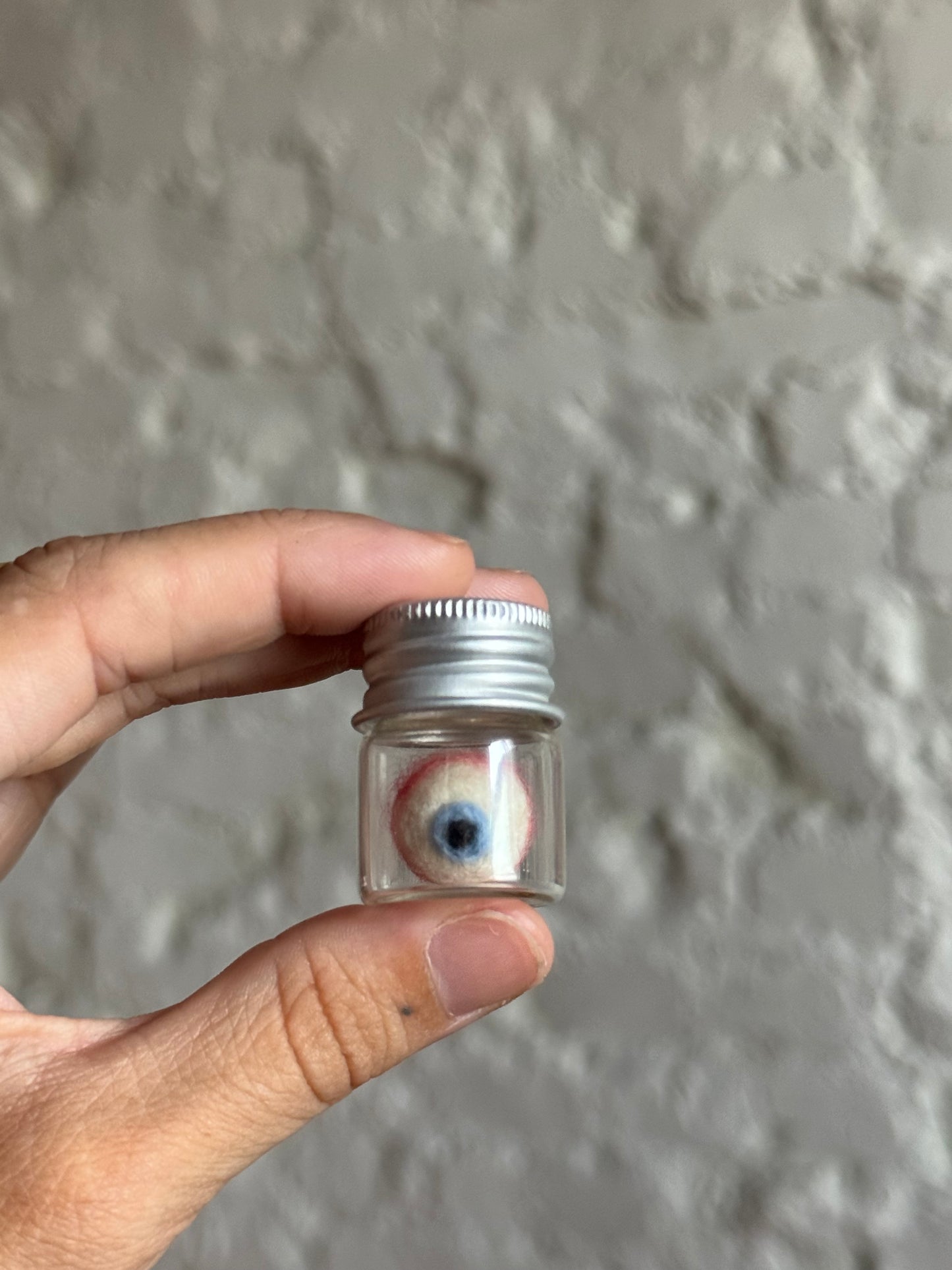 Mini felted eyeball in jar 2