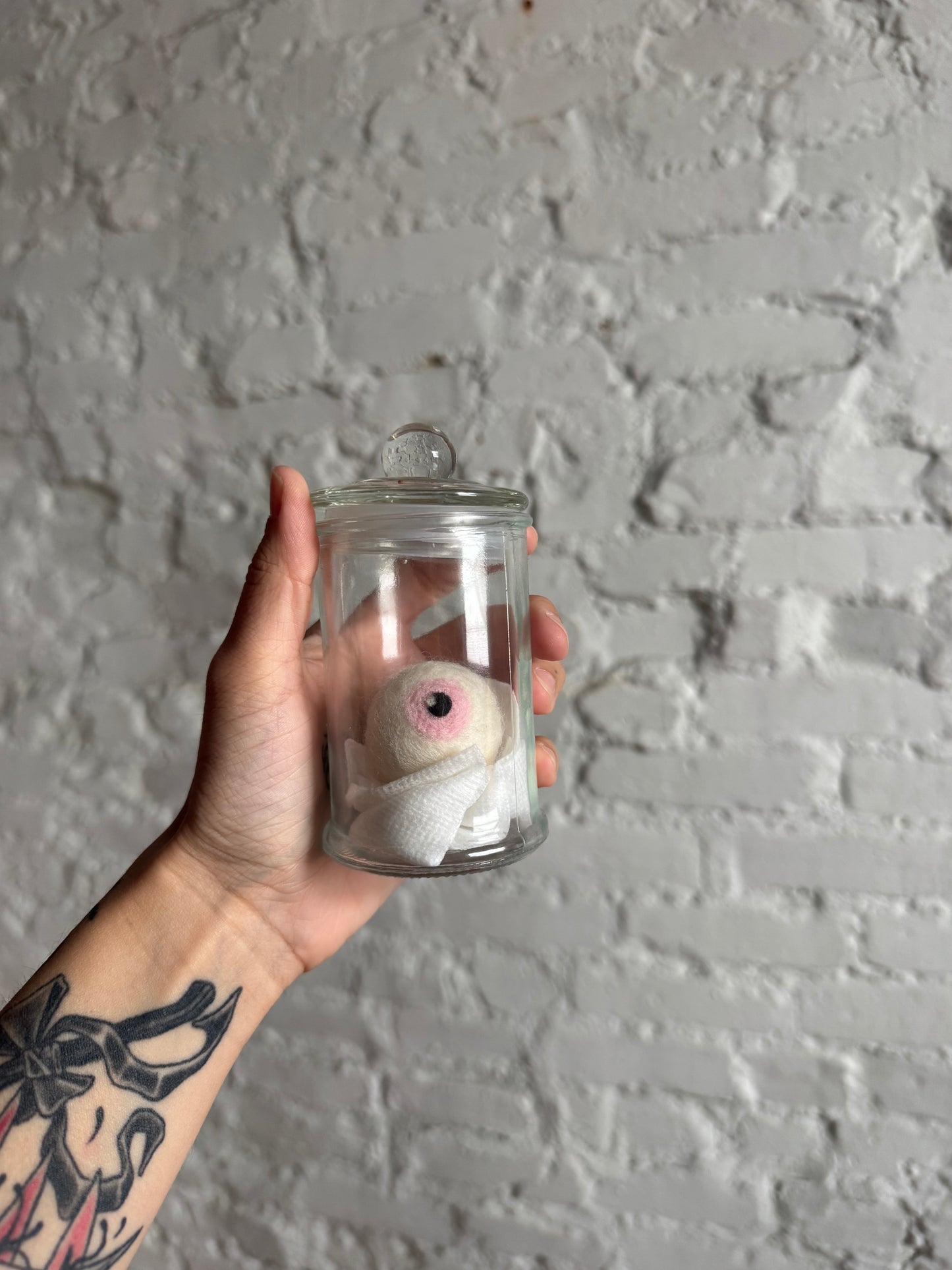 Needle felted eyeball in jar