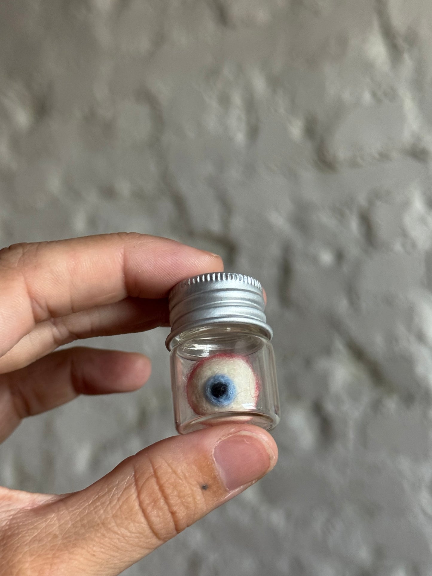 Mini felted eyeball in jar 2