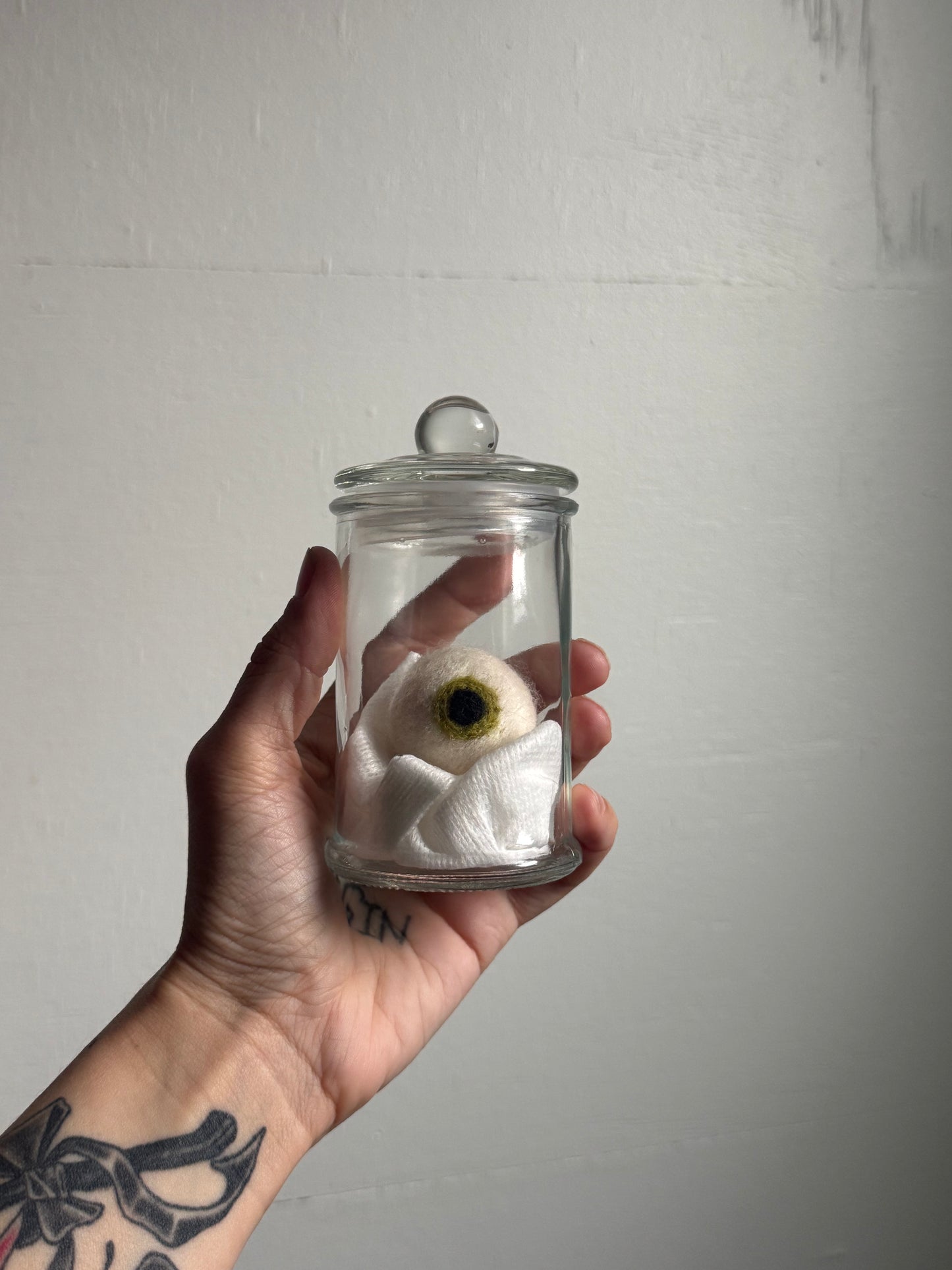 Needle felted eyeball in jar