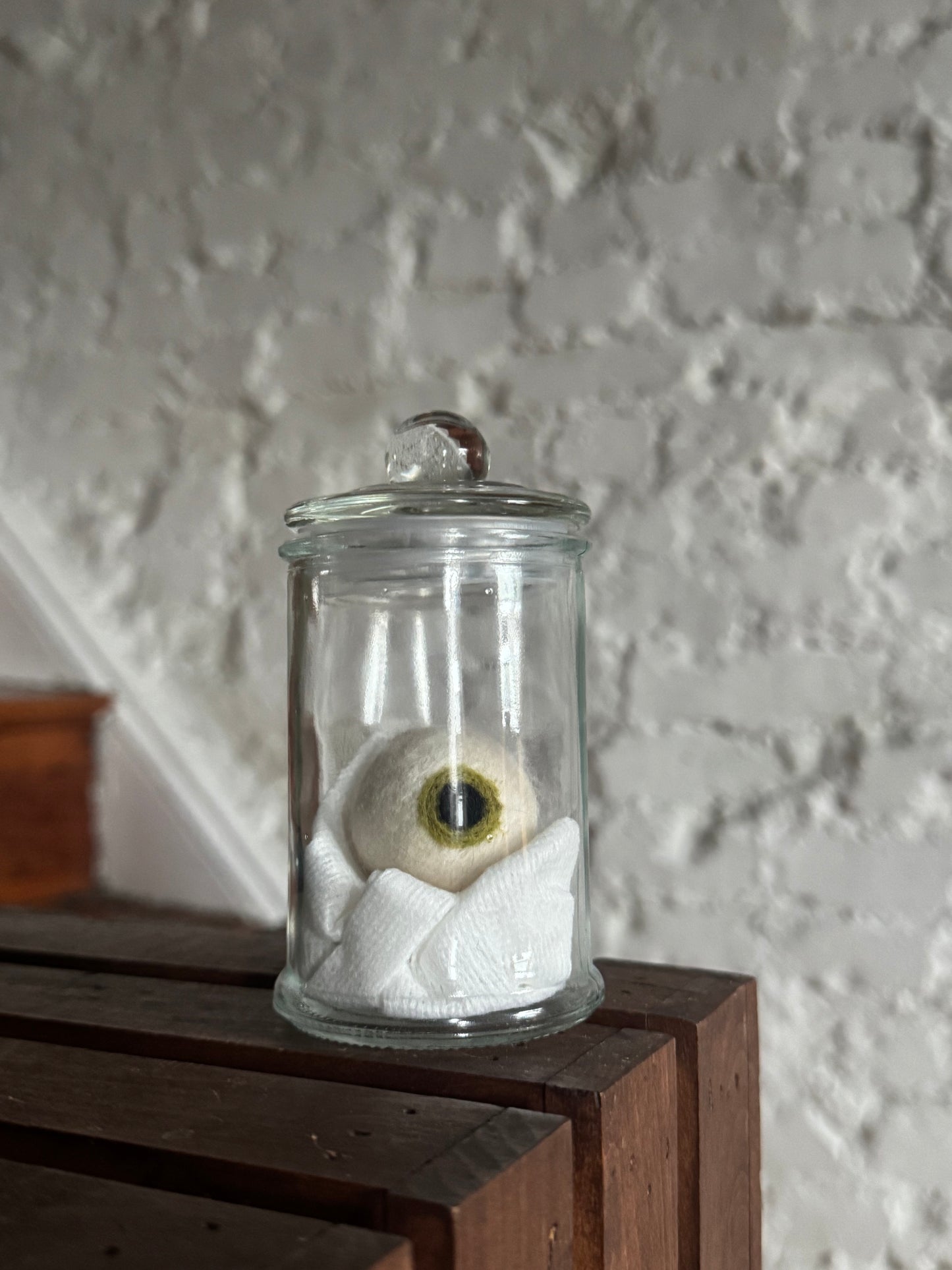 Needle felted eyeball in jar