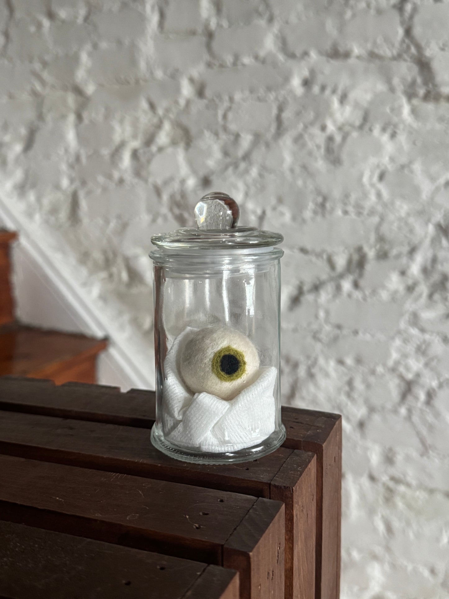 Needle felted eyeball in jar