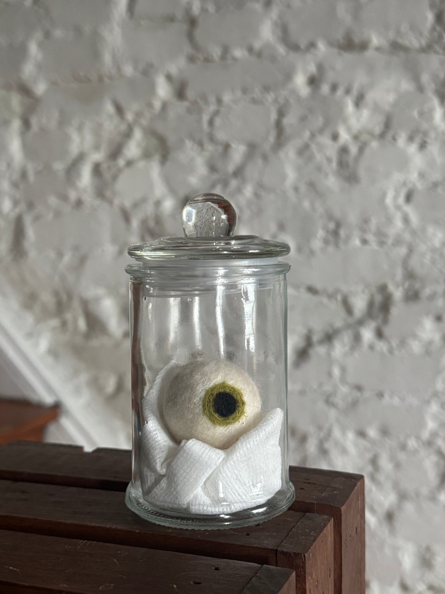 Needle felted eyeball in jar