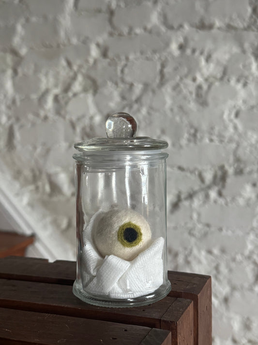 Needle felted eyeball in jar