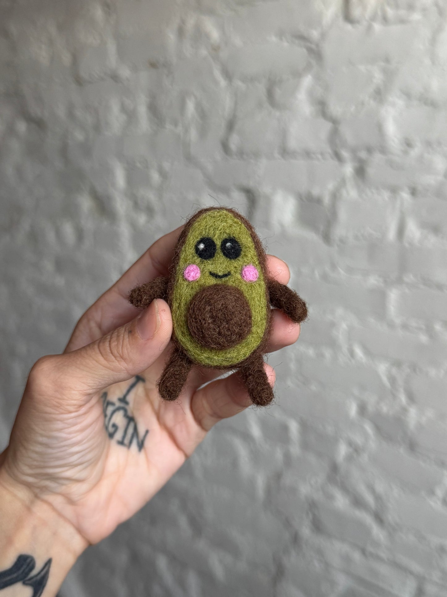 Lil avocado needle felted doll