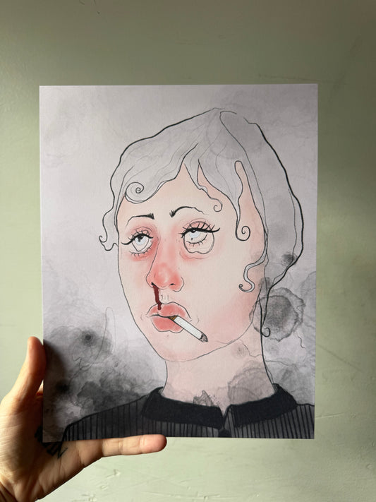 Smoking Girl Print