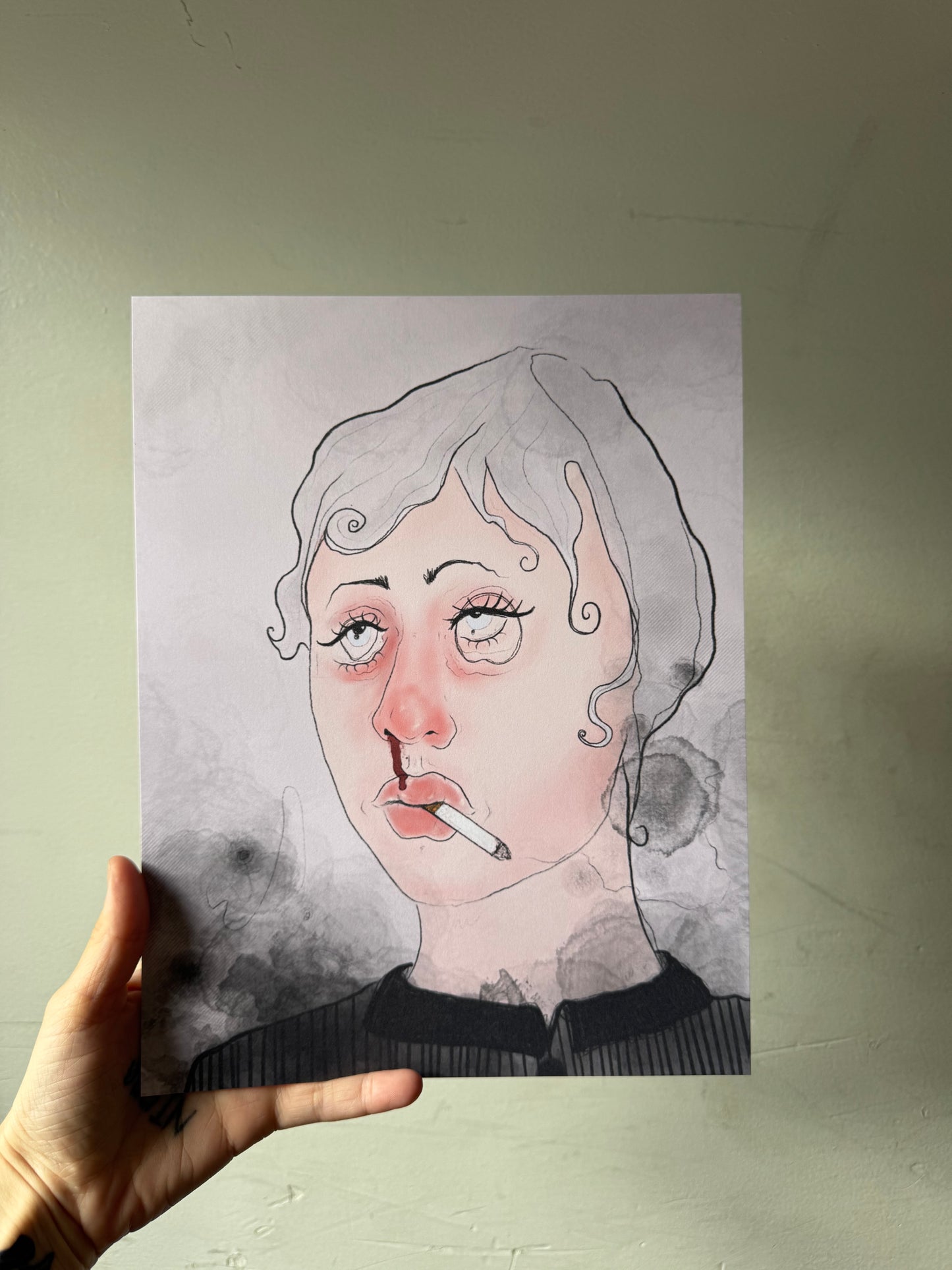 Smoking Girl Print