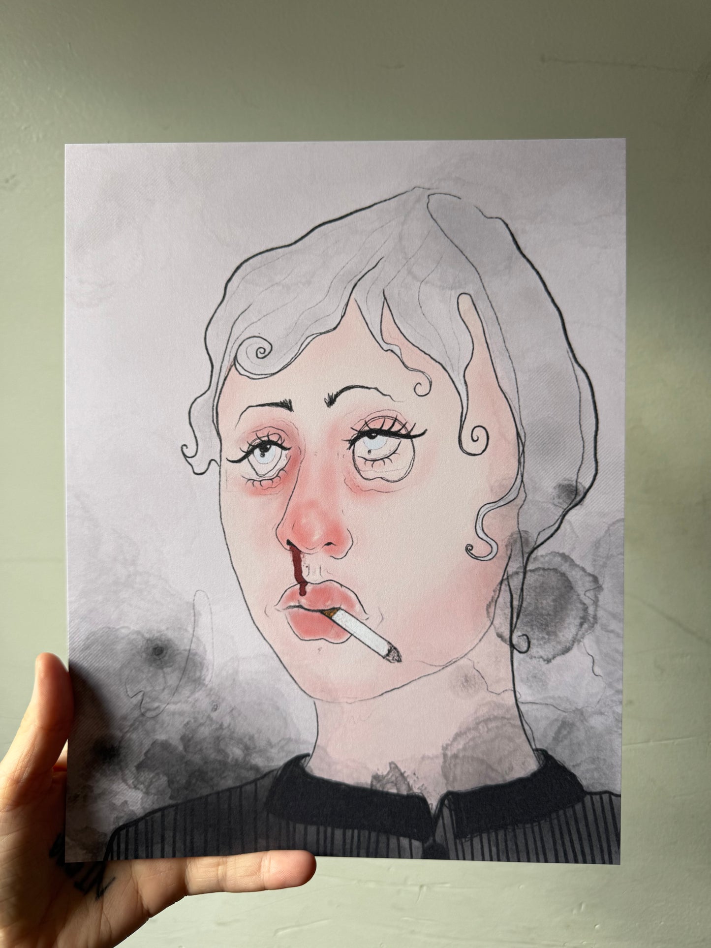 Smoking Girl Print