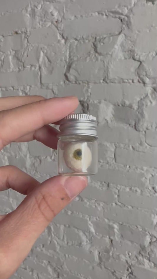 Mini needle felted eyeball in jar
