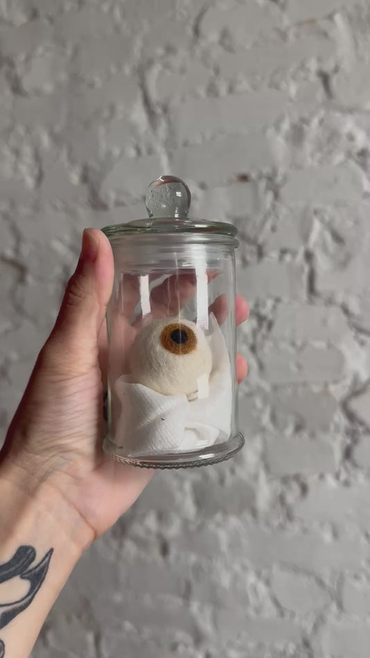 Needle felted eyeball in jar